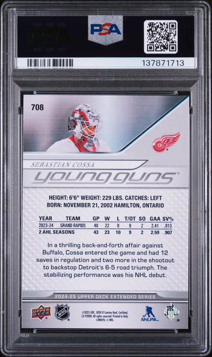 2024 Upper Deck - Sebastian Cossa #708 - Young Guns Rookie - PSA - YG ROOKIE