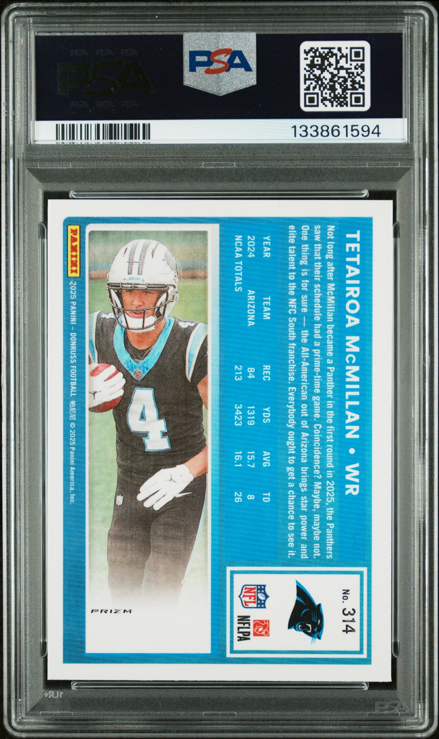 2025 Panini Donruss - Tetairoa Mcmillan #314 - Optic Preview - Red Pandora - PSA