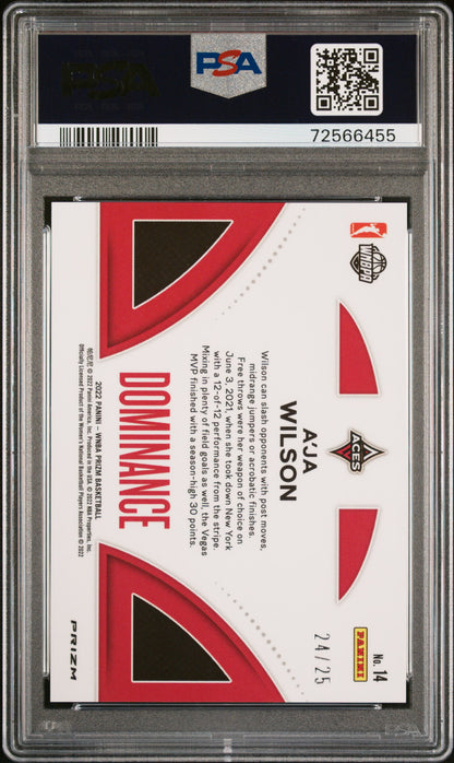 2022 Panini Prizm WNBA - A'ja Wilson #14 - Dominance - Mojo Prizm /25 - PSA 10