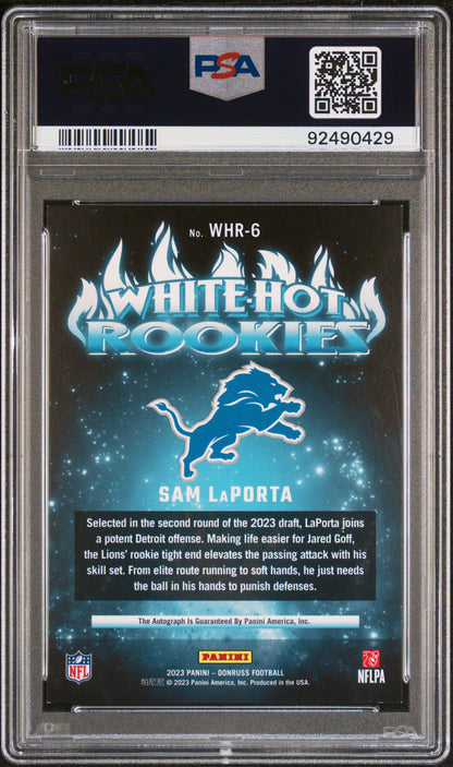 2023 Donruss Football NFL - Sam Laporta - White Hot Rookies - Auto /25 - PSA /25
