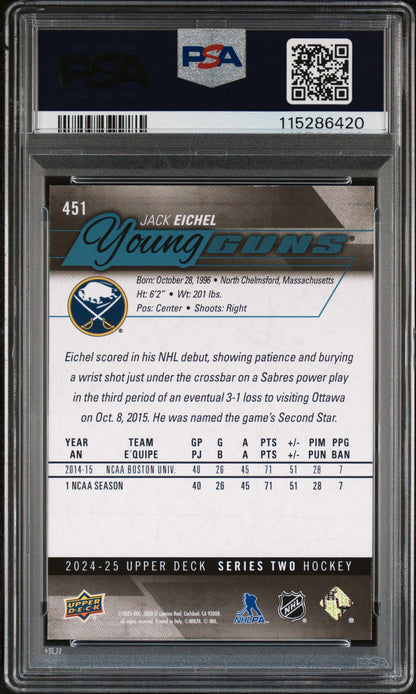 2024 Upper Deck - Jack Eichel #451 - Young Guns Renewed - PSA