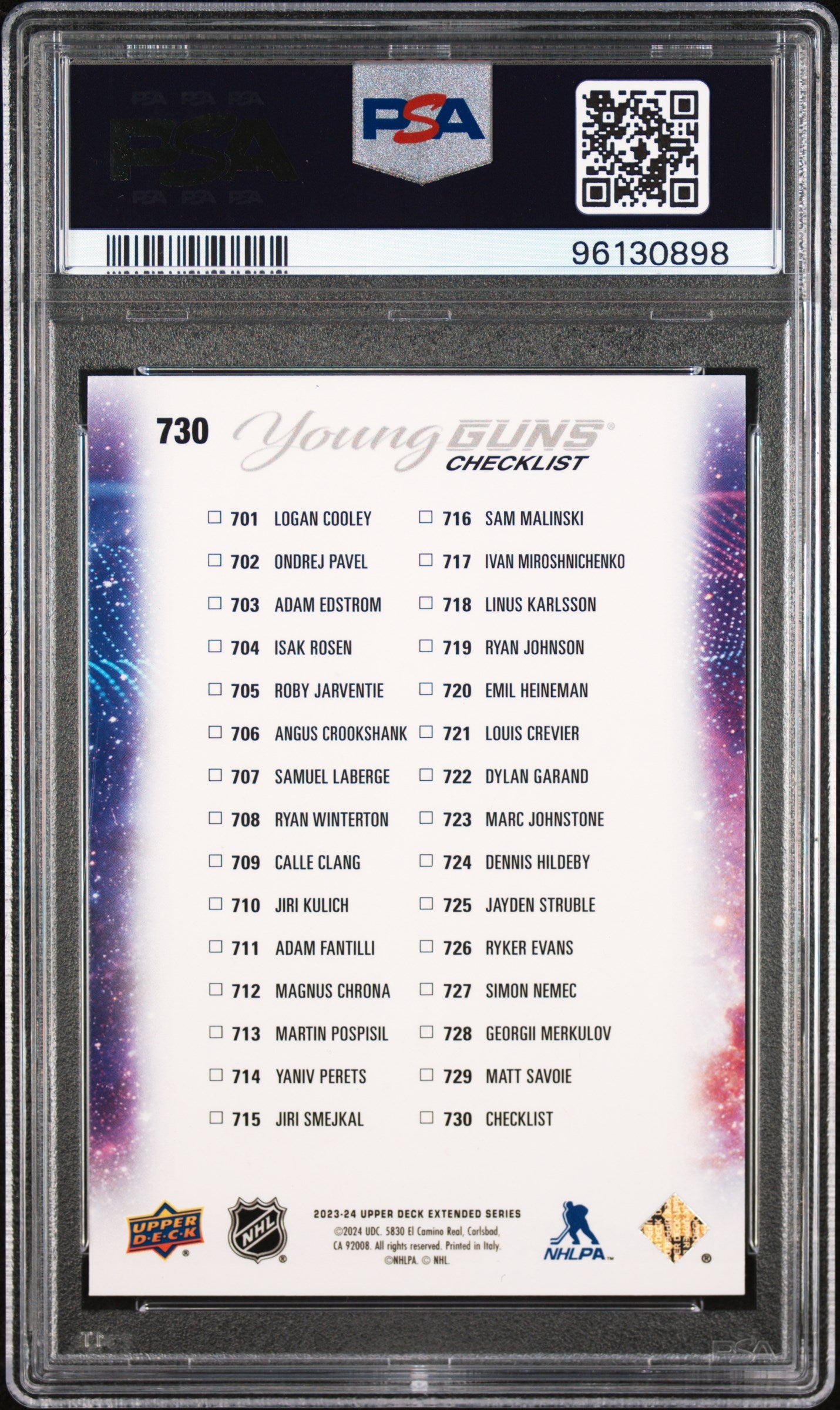 2023 Upper Deck Adam Fantillli Logan Cooley #730 PSA 9
