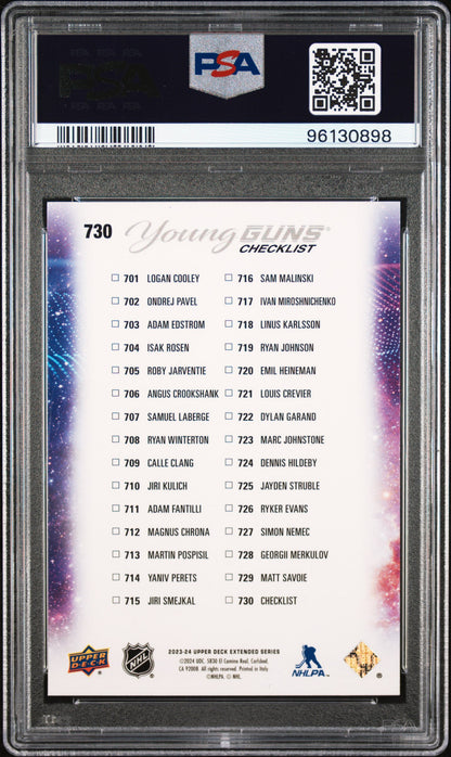 2023 Upper Deck Adam Fantillli Logan Cooley #730 PSA 9