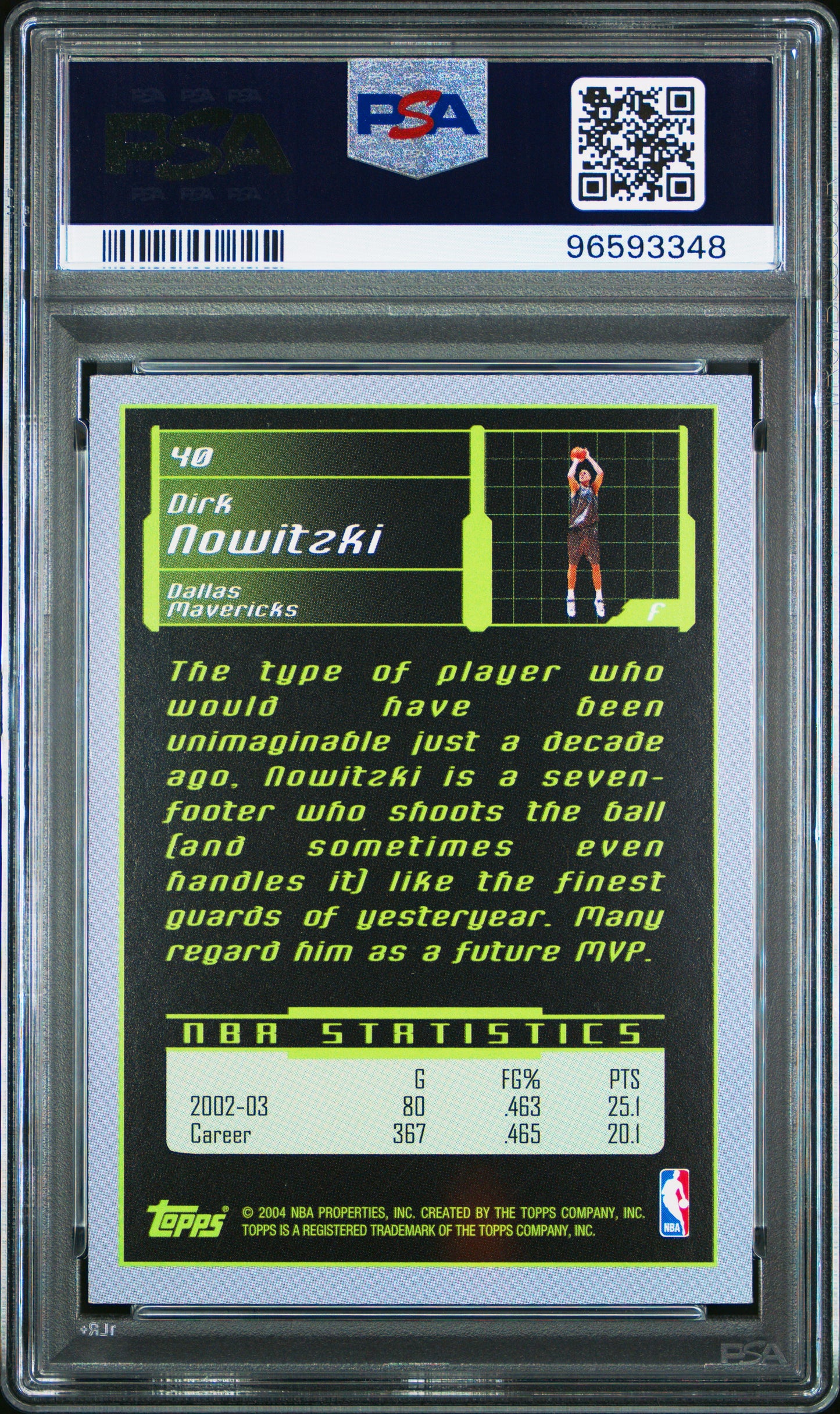 2003 Topps Rookie Matrix Dirk Nowitzki #40 PSA 8
