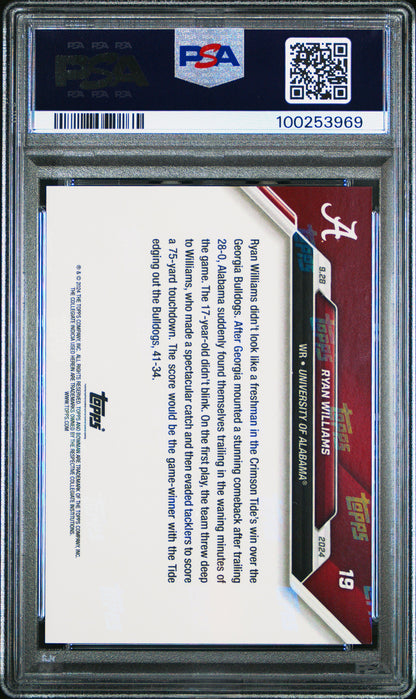 2024 Bowman U Now - Ryan Williams #19 b - Alabama WR - PSA 10