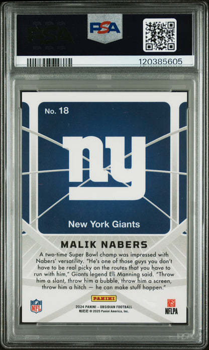 2024 Panini Obsidian - Malik Nabers - Atomic Initials - Orange - ROOKIE - PSA