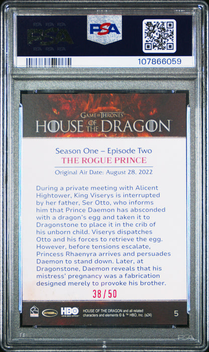 2024 House Of The Dragon - The Rogue Prince #5- Season One - RED /50 - PSA - /50
