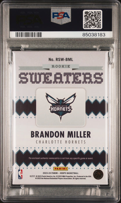 2023 Panini NBA Hoops Rookie Sweaters Brandon Miller #RSWBML PSA 9
