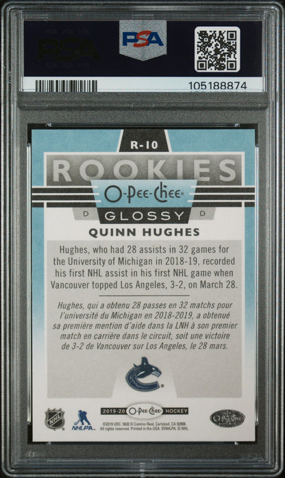 2019 Upper Deck - OPC Glossy Rookies - Quinn Hughes #R-10 - ROOKIE - PSA 10