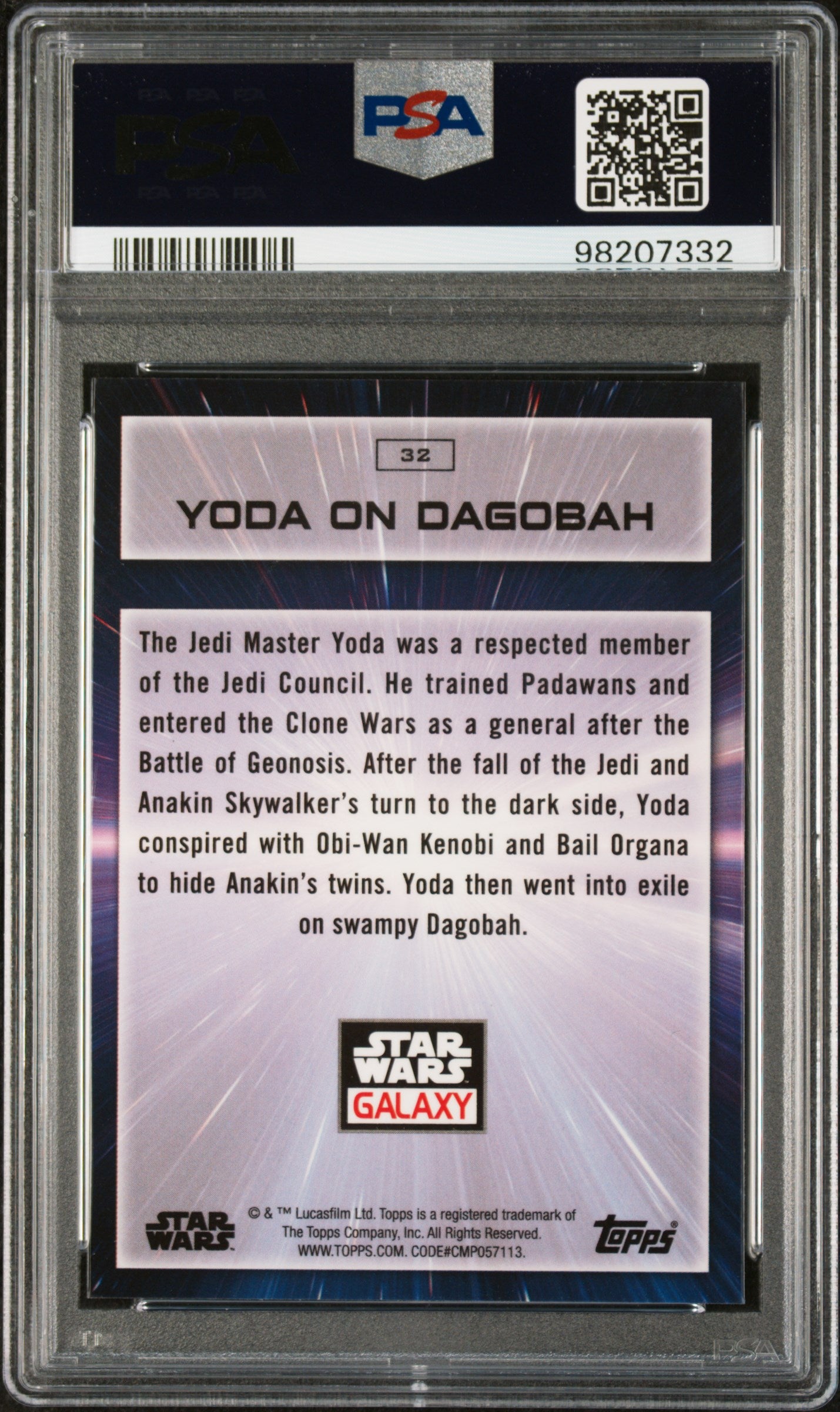2022 Topps Chrome Star Wars Galaxy Yoda On Dagobah #32 PSA 8