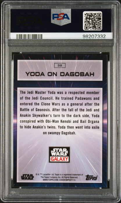 2022 Topps Chrome Star Wars Galaxy Yoda On Dagobah #32 PSA 8