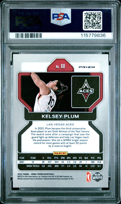 2022 Panini Prizm WNBA- Kelsey Plum -White Sparkle SSP - PSA - White Sparkle SSP