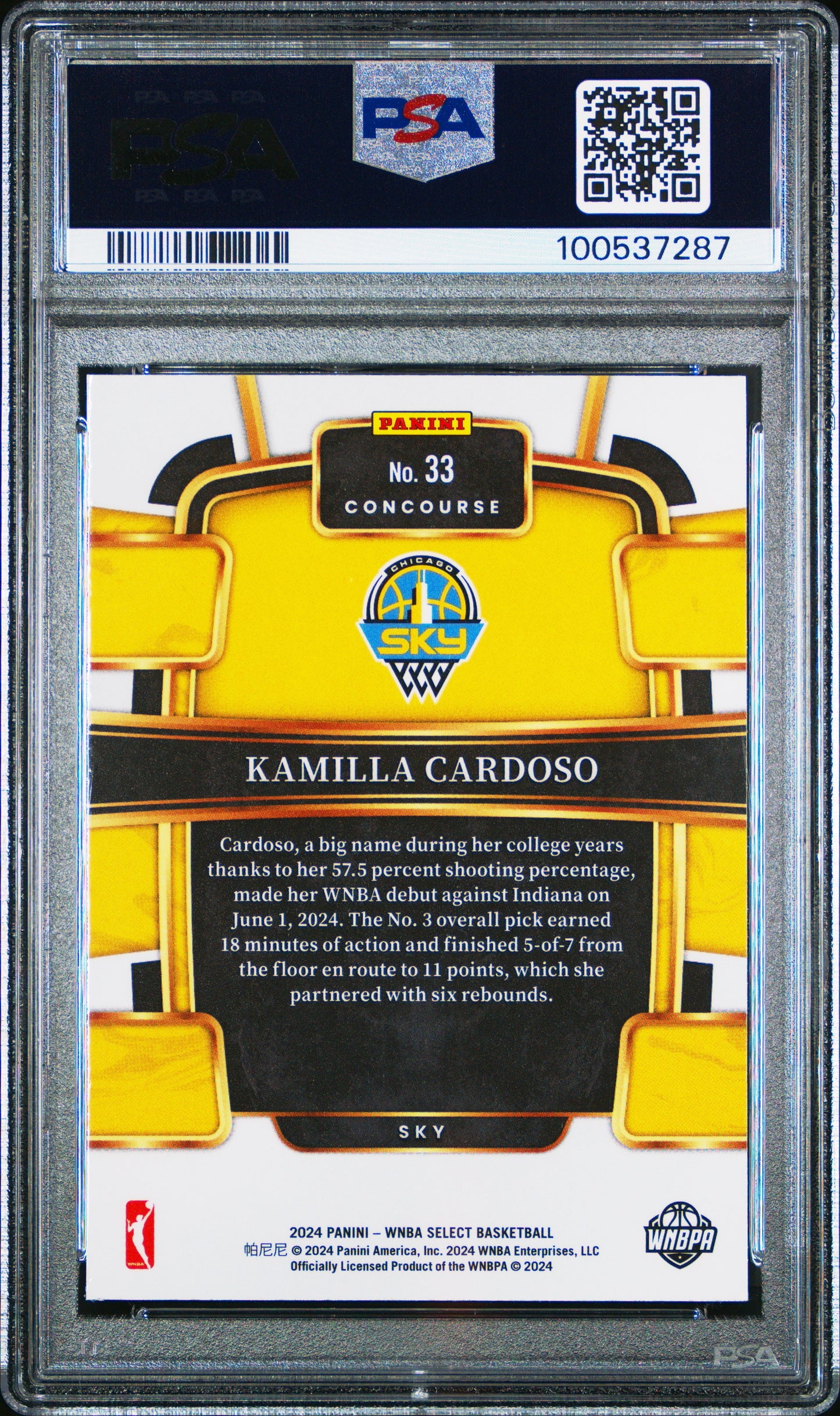2024 Panini Select WNBA Kamilla Cardoso #33 PSA 9