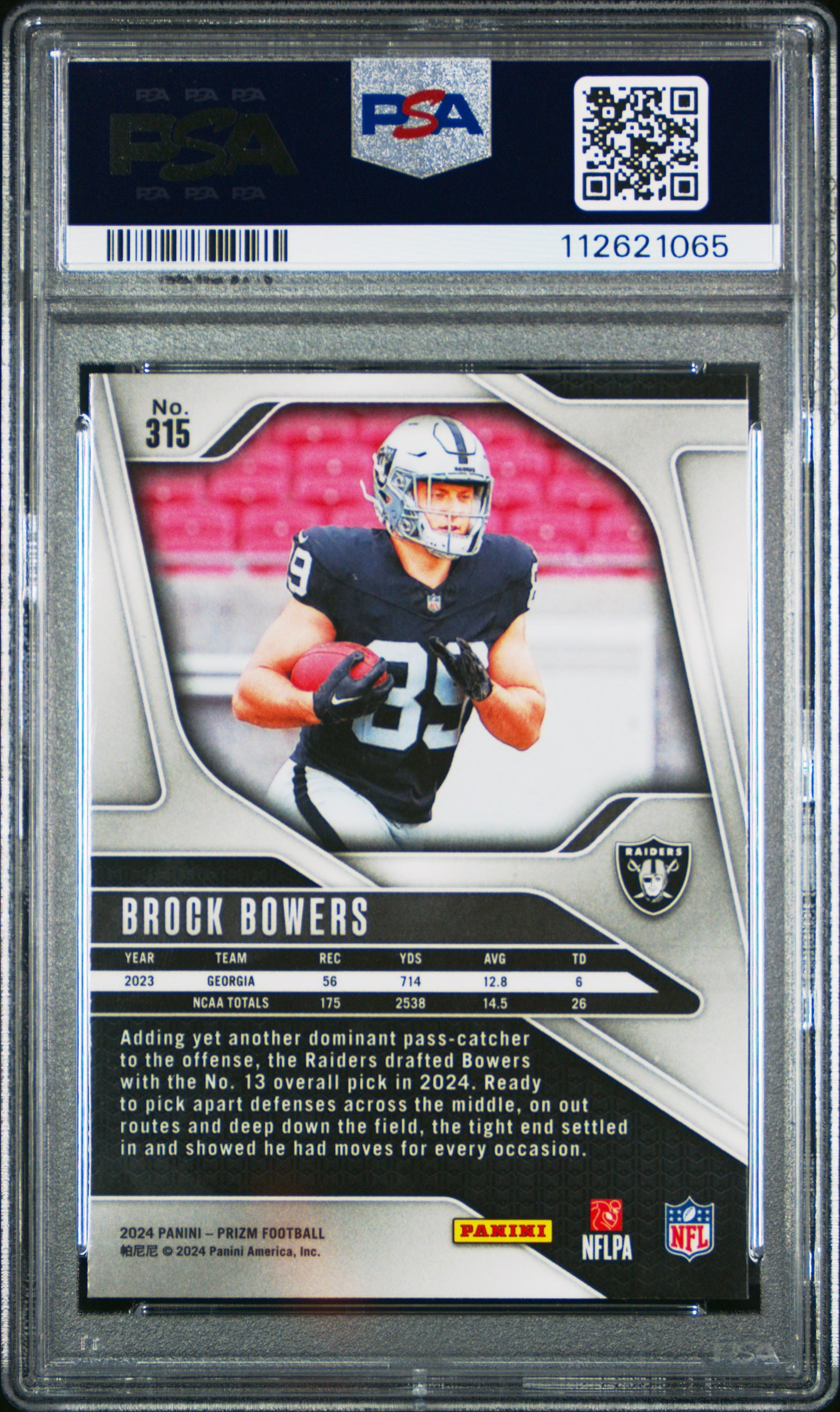 2024 Panini Prizm - Brock Bowers #315 - ROOKIE - PSA - ROOKIE