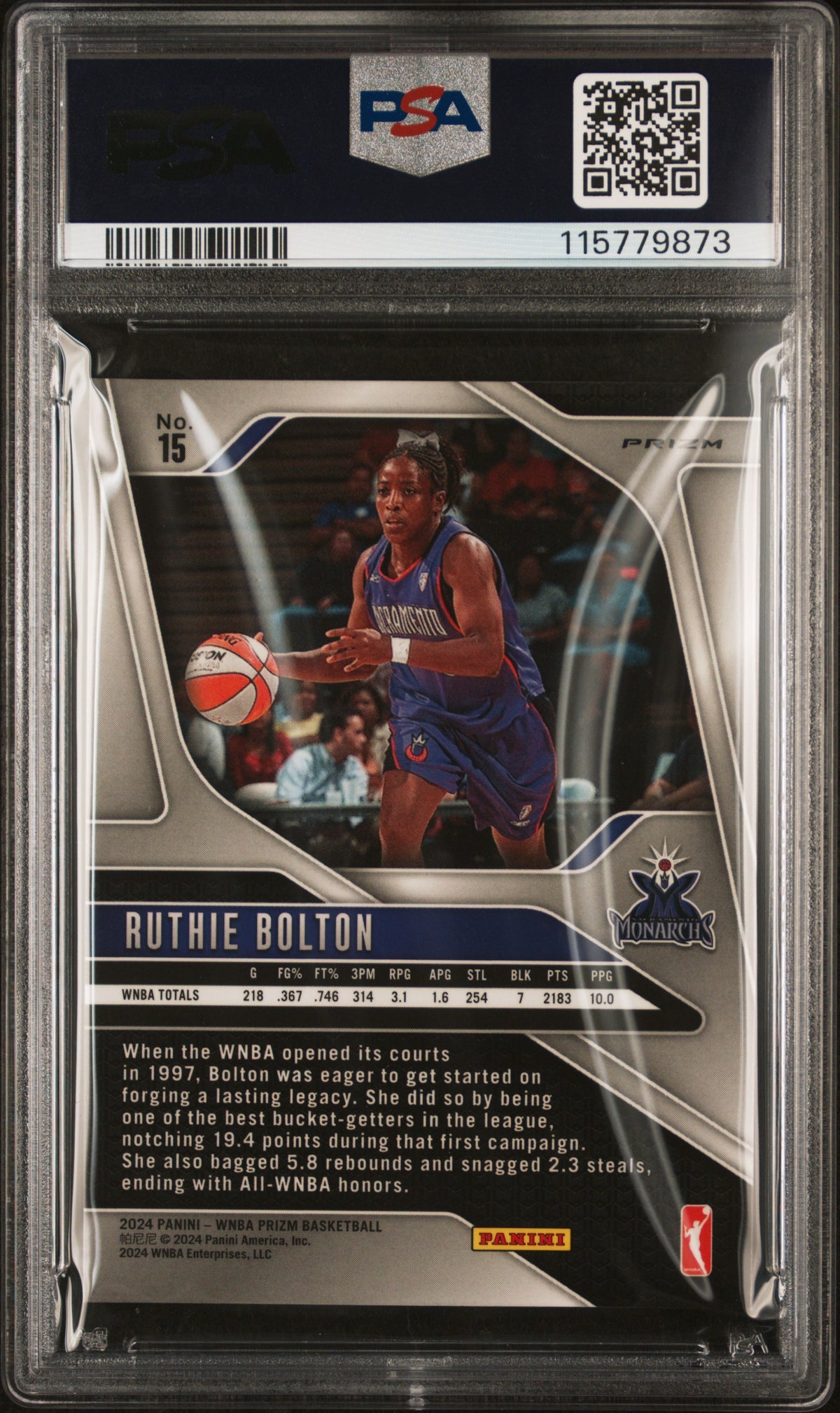 2024 Panini Prizm WNBA - Ruthie Bolton #15 - Snakeskin SSP - PSA - Snakeskin SSP