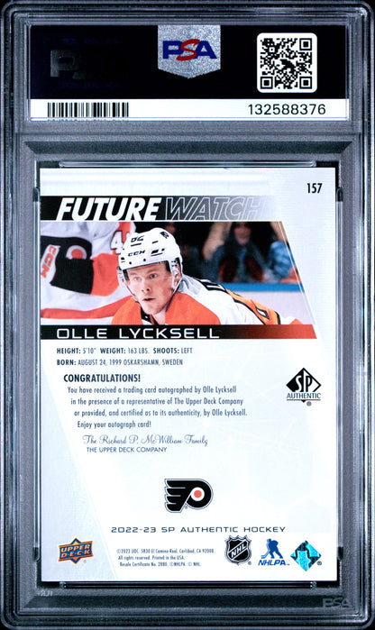 2022 SP Authentic - Olle Lycksell #157 - Future Watch INSCRIBED AUTO /999 - PSA
