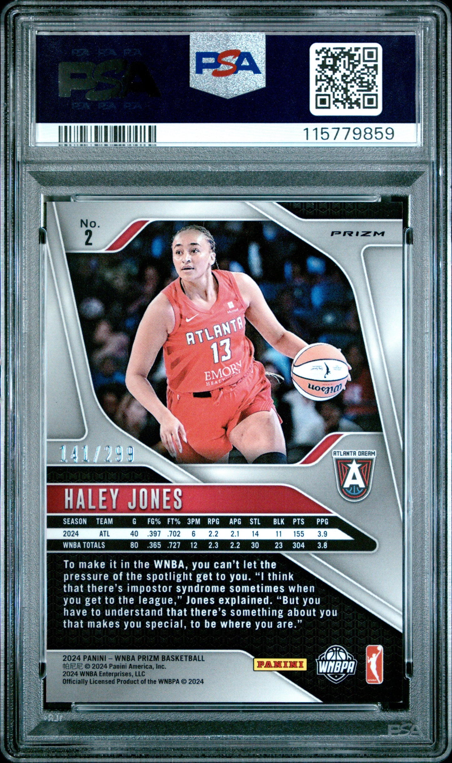 2024 Panini Prizm WNBA -Haley Jones #2 - Red /299 - PSA - /299