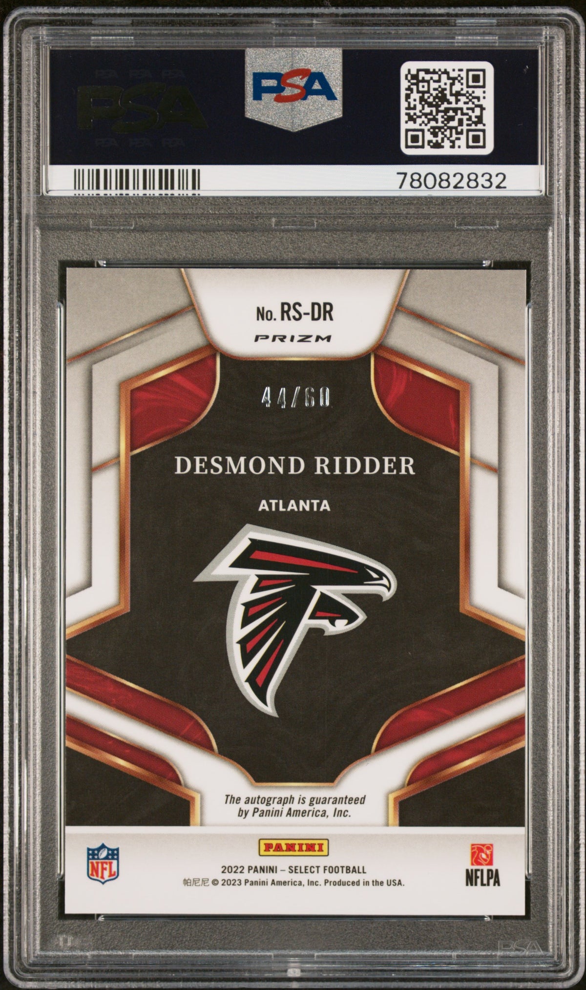 2022 Select - Desmond Ridder - Maroon Prizm /60 - ROOKIE AUTO /60 - PSA 10