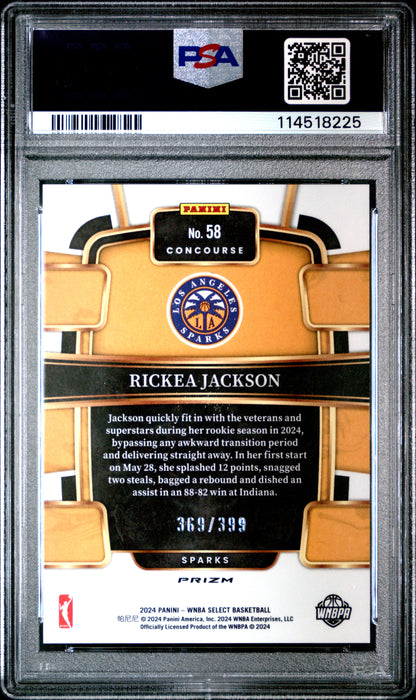 2024 Panini Select WNBA- Rickea Jackson - ROOKIE /399 - Red & Blue /399 - PSA 10