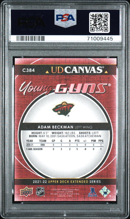 2021 Upper Deck - Adam Beckman #C384 - UD CANVAS YOUNG GUNS ROOKIE - PSA 10