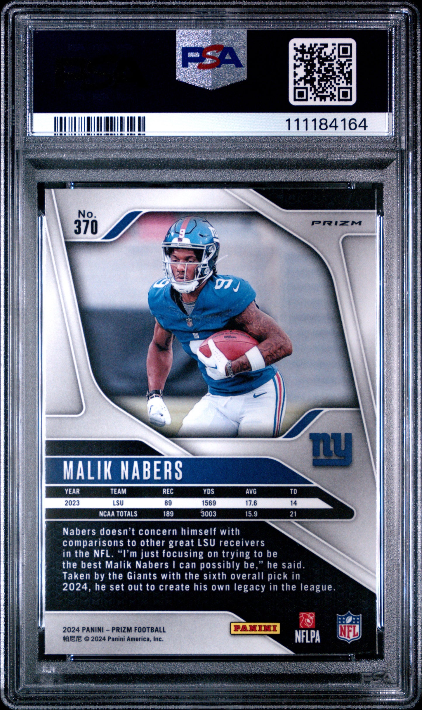 2024 Panini Prizm - Malik Nabers - Red/White/Blue Prizm ROOKIE - PSA - ROOKIE
