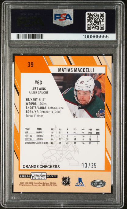 2023 O-Pee-Chee Platinum - Matias Maccelli #39 - Orange Checkers /25 - PSA 10