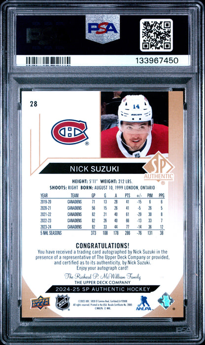 2024 SP Authentic - Nick Suzuki #28 - Autograph - Mystery Black AUTO - PSA