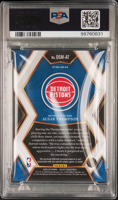 2023 Panini Select- Draft Selections Mem ROOKIE- Ausar Thompson - ROOKIE - PSA 9