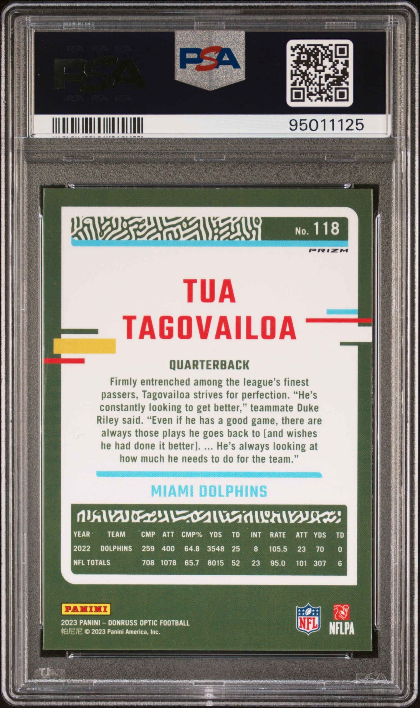 2023 Panini Donruss Optic - Tua Tagovailoa #118 - Stars Parallel - PSA 10