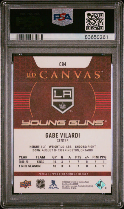 2020 Upper Deck - Gabe Vilardi - YOUNG GUNS ROOKIE - YG Rookie Canvas - PSA 10