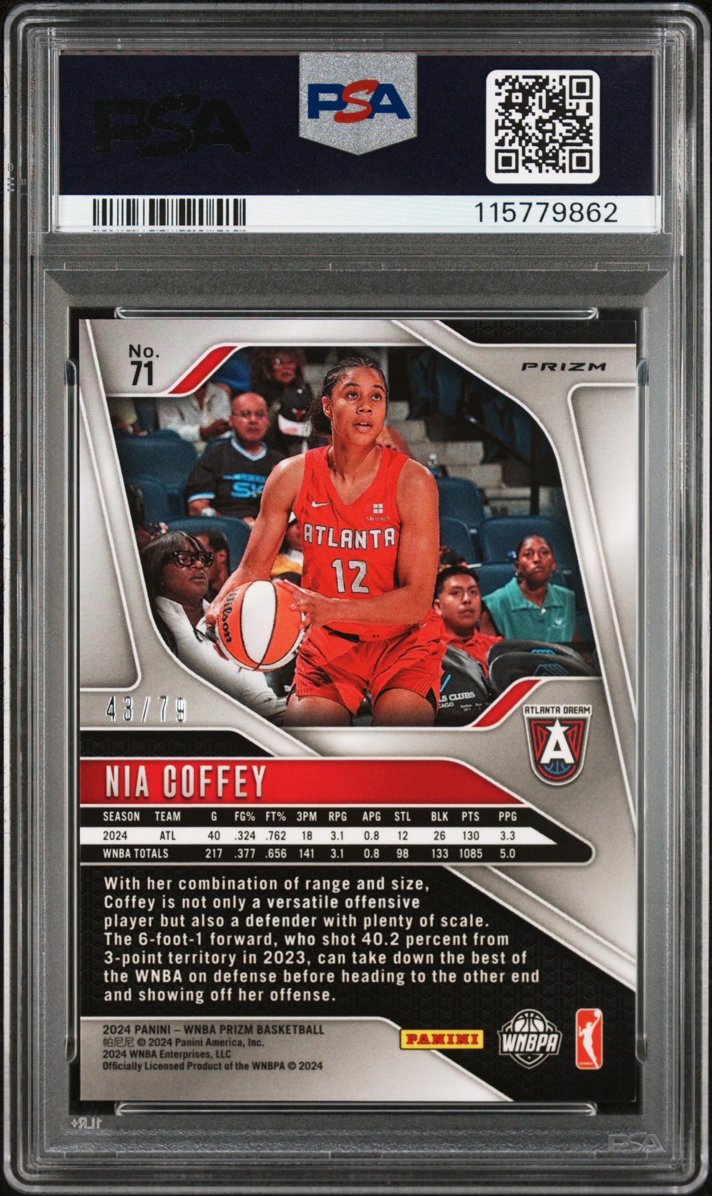 2024 Panini Prizm WNBA - Nia Coffey #71 - Pink Velocity /79 - PSA 9 - /79