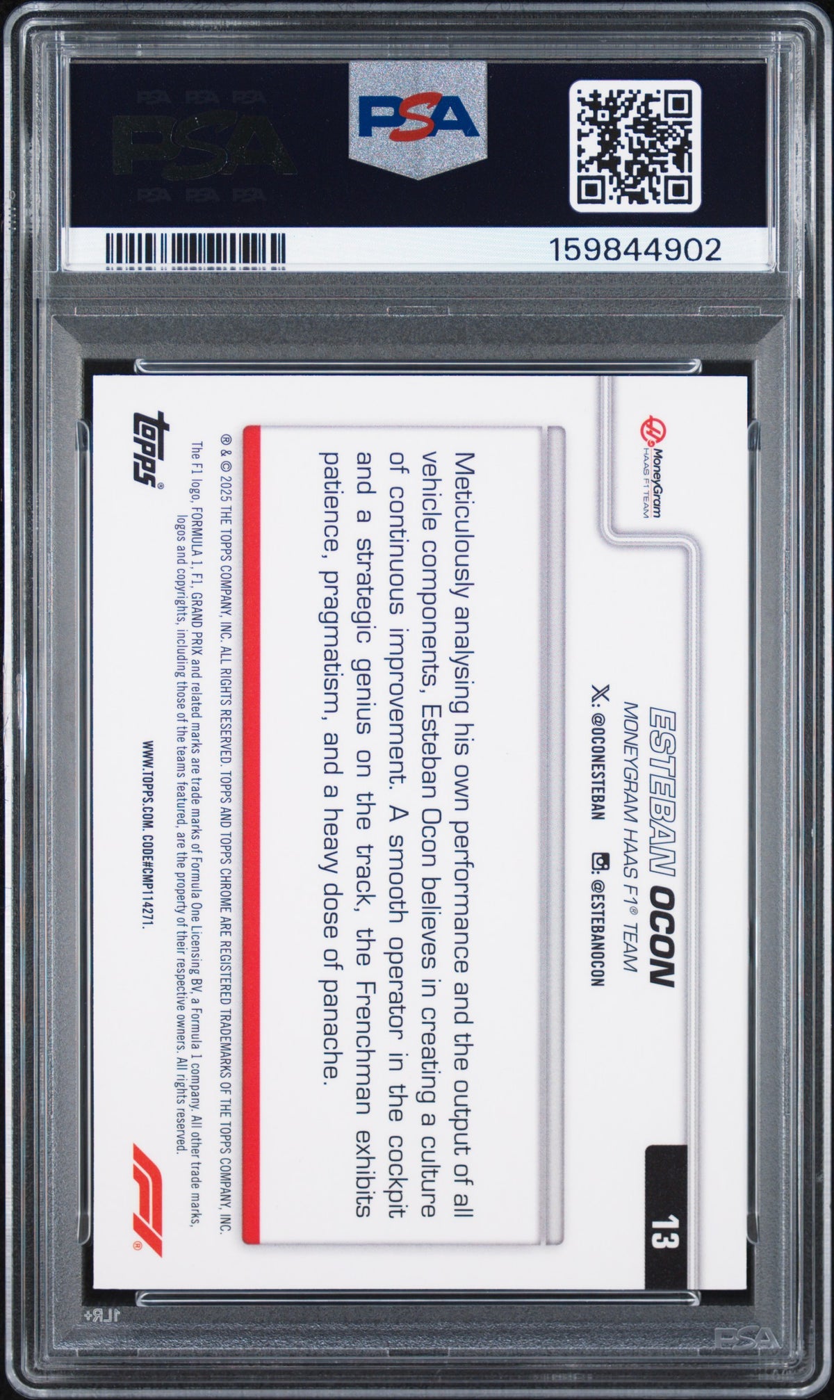 2025 Formula 1 - Esteban Ocon #13- F1 75th Anniversary Refractor /75 - PSA - /75