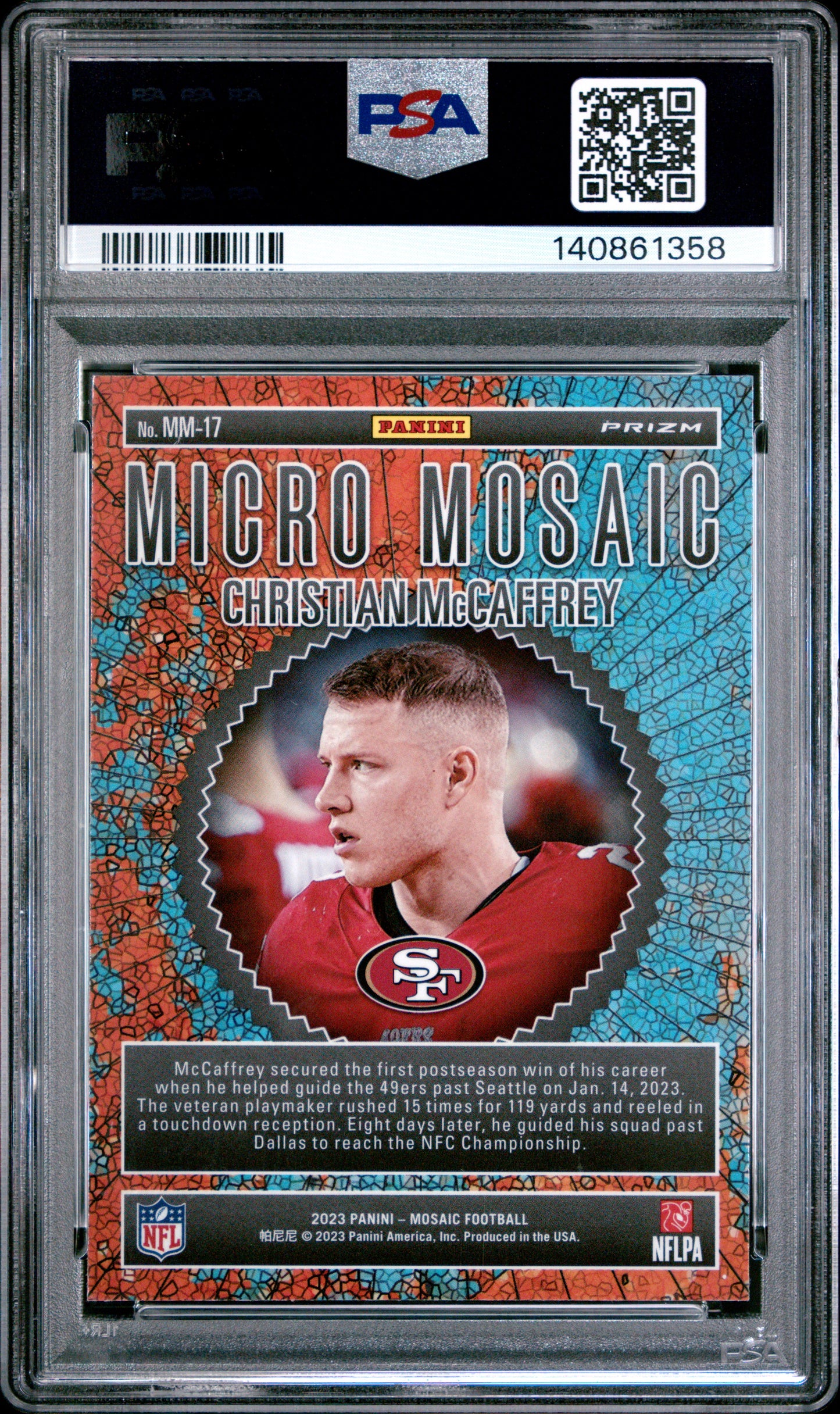 2023 Panini Mosaic Football NFL - Christian Mccaffrey #MM17 - Micro Mosaic - PSA