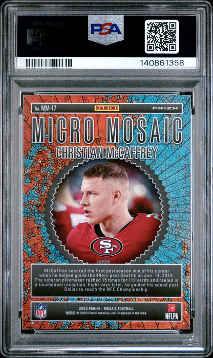 2023 Panini Mosaic Football NFL - Christian Mccaffrey #MM17 - Micro Mosaic - PSA