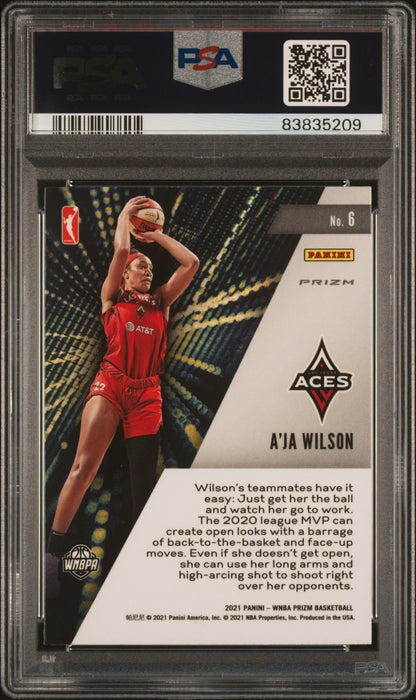 2021 Panini Prizm WNBA - A'ja Wilson #6 - Get Hyped - Green Prizm - PSA 10