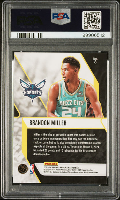 2023 Panini Phoenix Fade To Black Brandon Miller ROOKIE #8 PSA 10