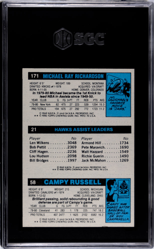 1980-81 Topps Campy Russell Armond Hill Michael Ray Richardson #100 SGC 6