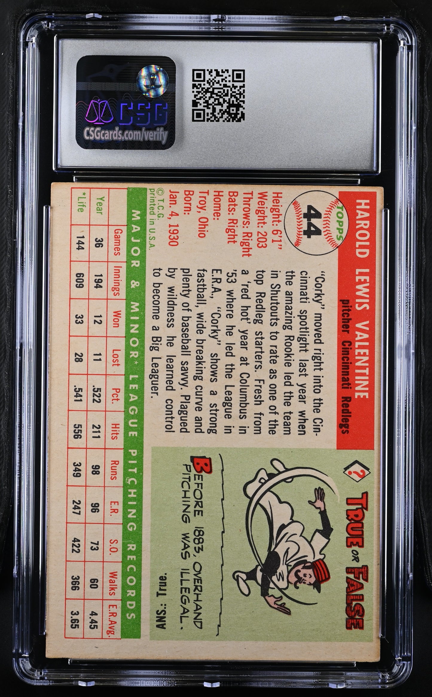 1955 Topps Corky Valentine #44 CGC 4.5