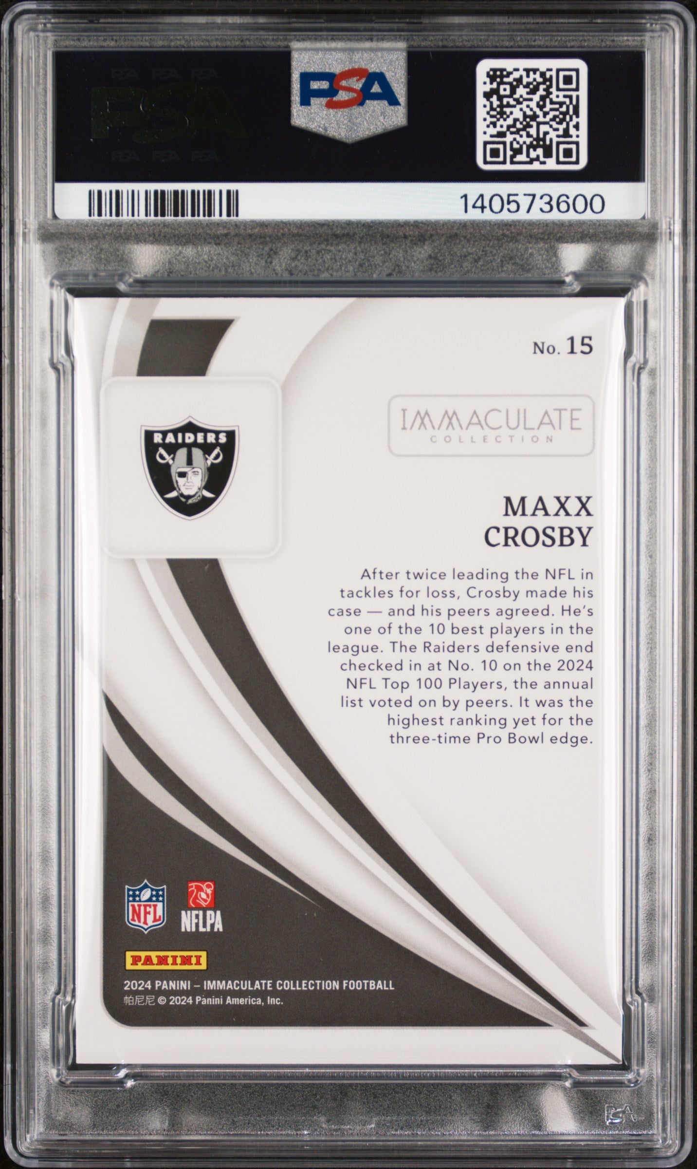 2024 Immaculate - Maxx Crosby #15 - Red /65 - PSA - RED /65
