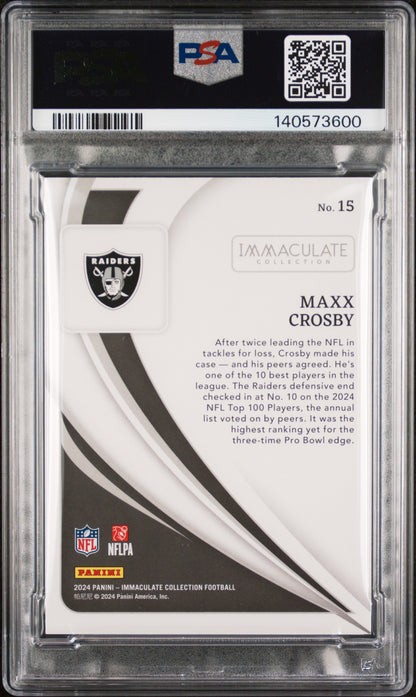 2024 Immaculate - Maxx Crosby #15 - Red /65 - PSA - RED /65
