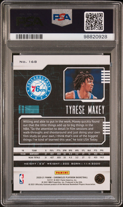 2020 Panini Chronicles Tyrese Maxey ROOKIE #168 PSA 9