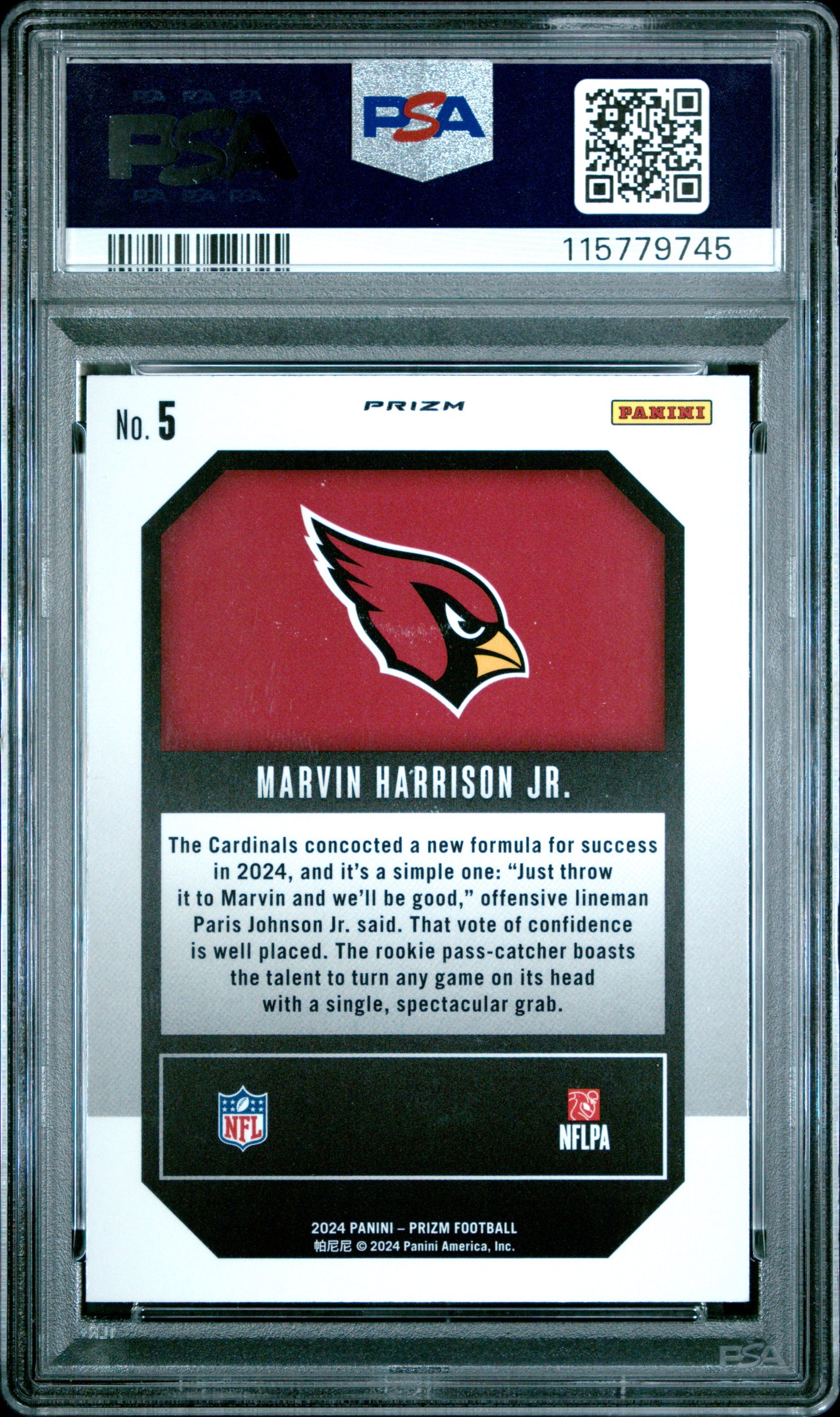 2024 Panini Prizm - Emergent ROOKIE - Marvin Harrison JR. #5 - Silver - PSA 9