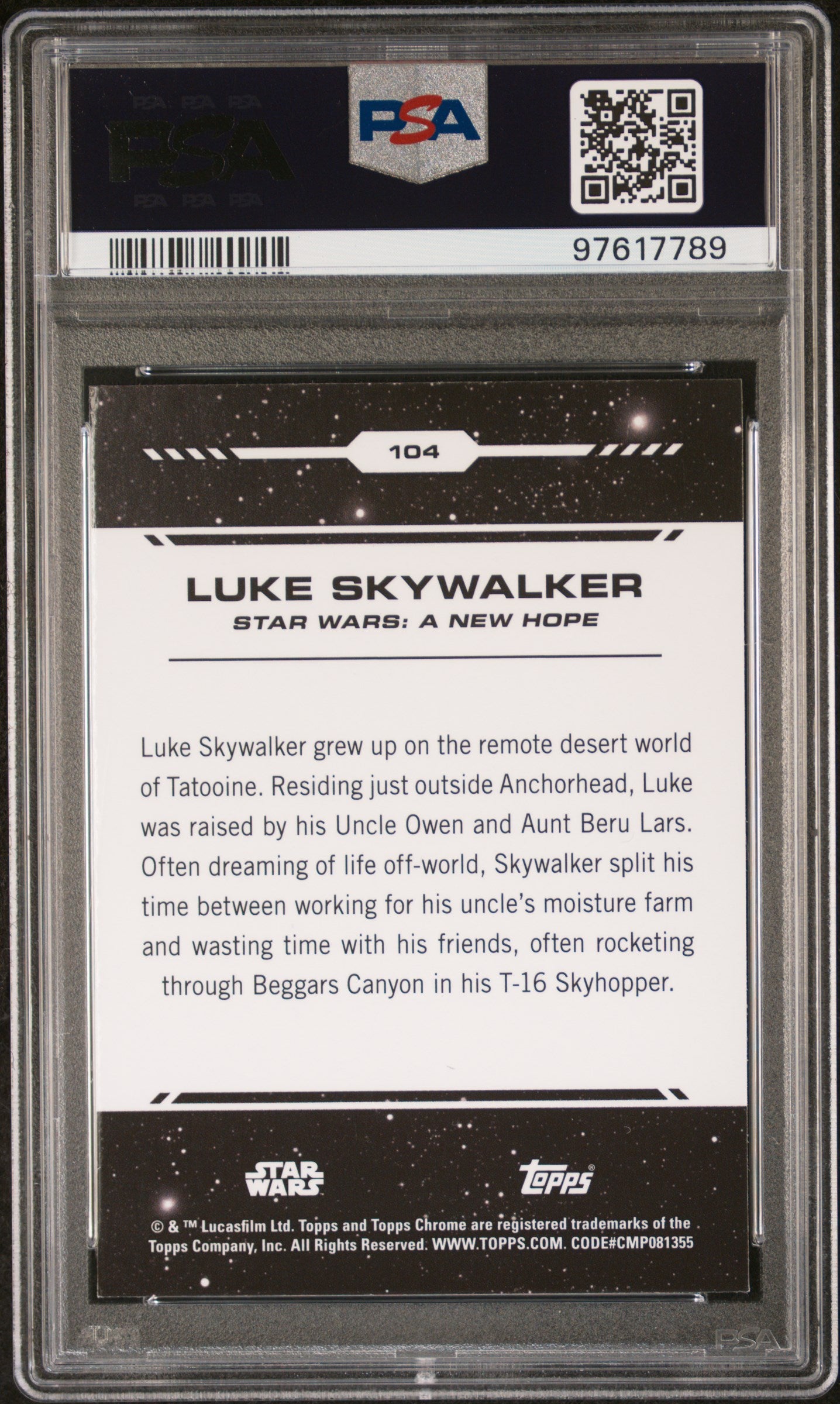 2024 Topps Chrome Star Wars Luke Skywalker #104 PSA 10