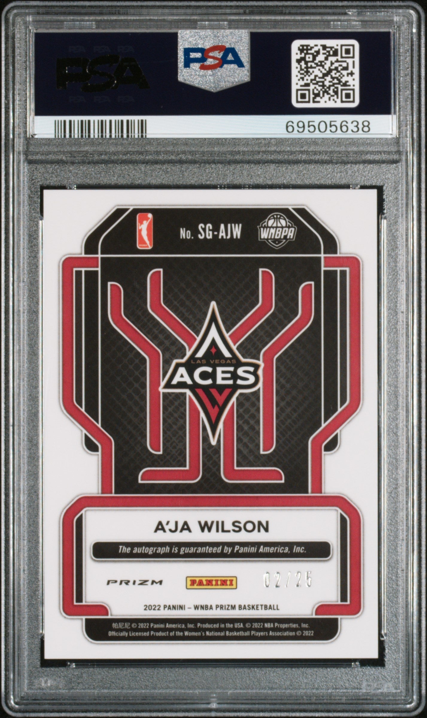 2022 Panini Prizm WNBA - A'ja Wilson - Mojo Prizm Auto /25 - PSA - AUTO /25