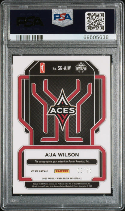 2022 Panini Prizm WNBA - A'ja Wilson - Mojo Prizm Auto /25 - PSA - AUTO /25