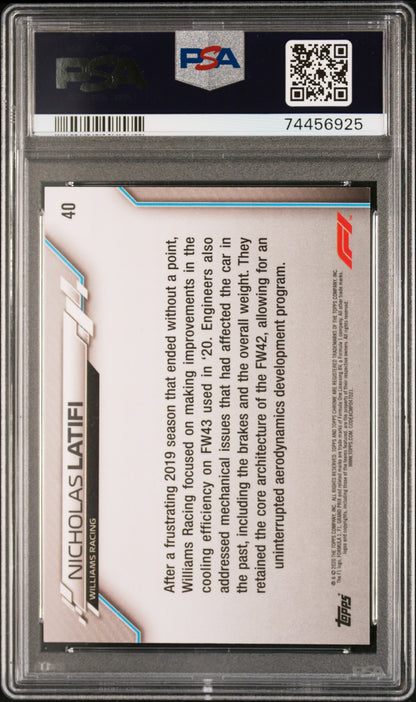 2020 Topps Chrome Formula 1 Sapphire Edition Nicholas Latifi #40 PSA 9