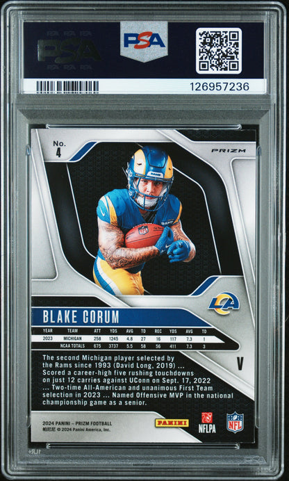 2024 Panini Prizm - Blake Corum #4 - ROOKIE - Rookie Variation - PSA - ROOKIE