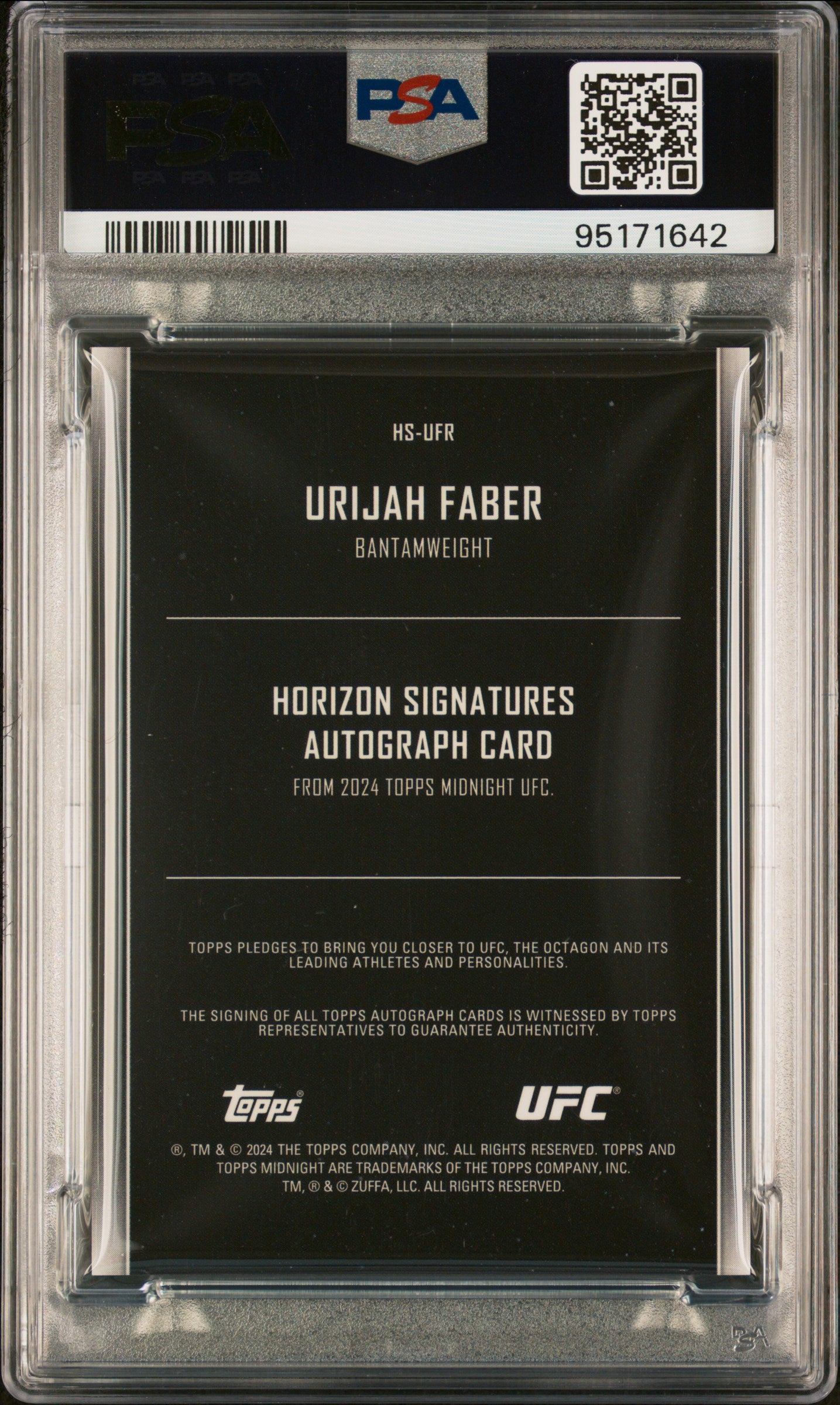 2024 Topps Midnight UFC - Urijah Faber - Horizon Signature Auto - AUTO - PSA 10
