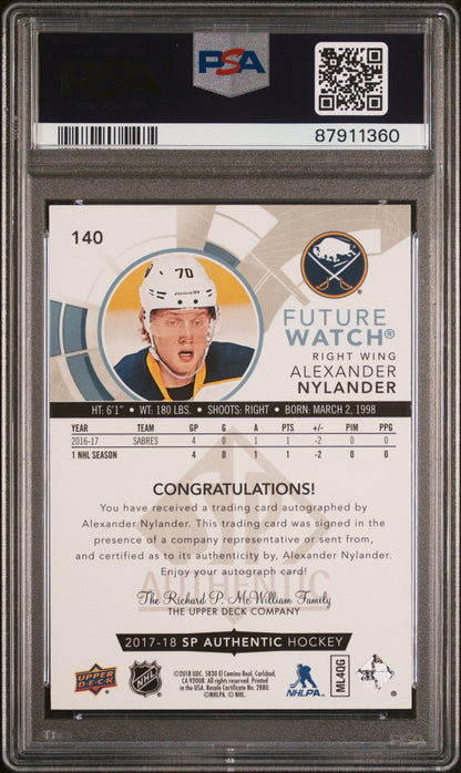 2017 SP Authentic - Alexander Nylander - FUTURE WATCH /999 - PSA - INSCRIBED /50