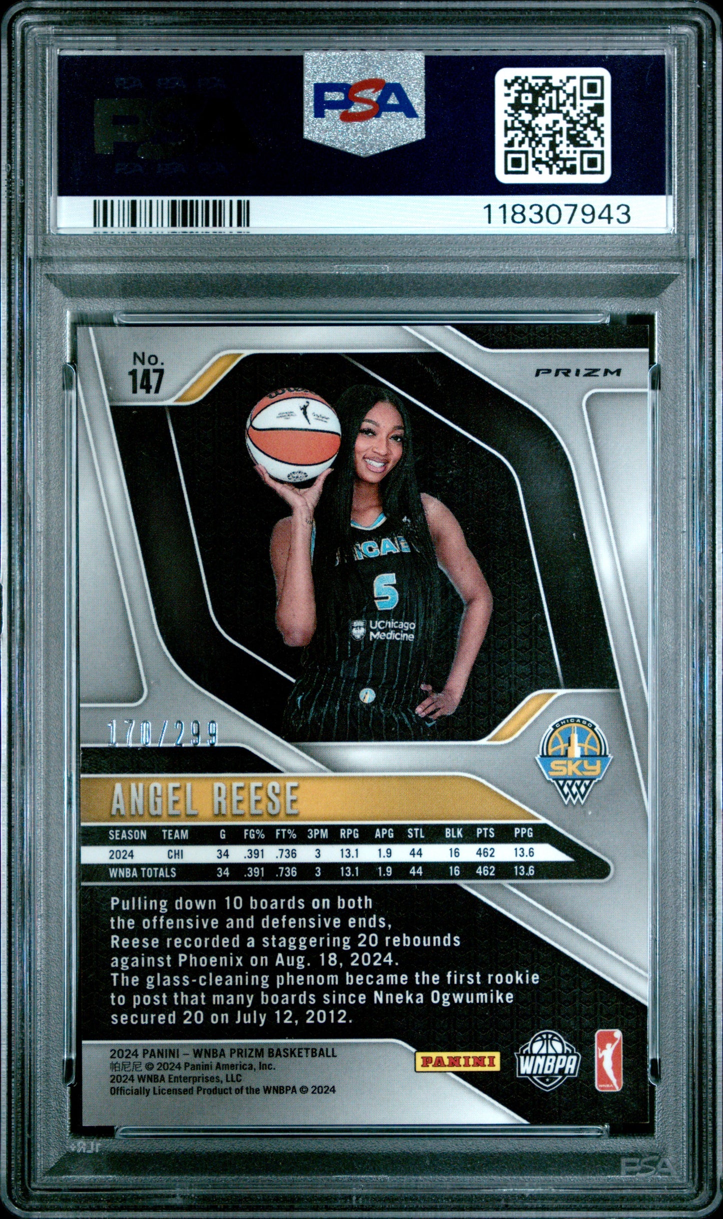 2024 Panini Prizm WNBA - Angel Reese #147- ROOKIE - Red /299 - ROOKIE - PSA /299
